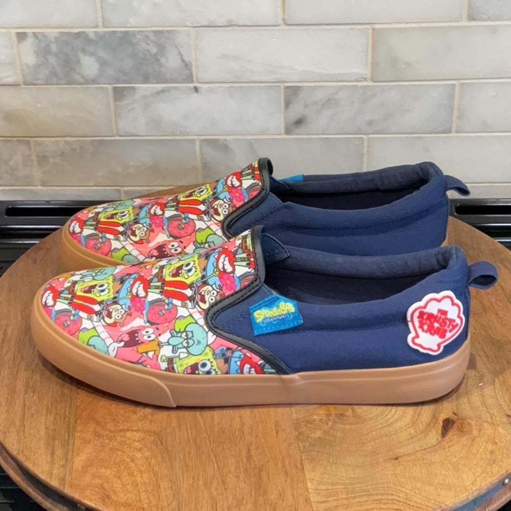 Ground Up Men’s SpongeBob SquarePants Colorful Cartoon Slip-On Sneakers New